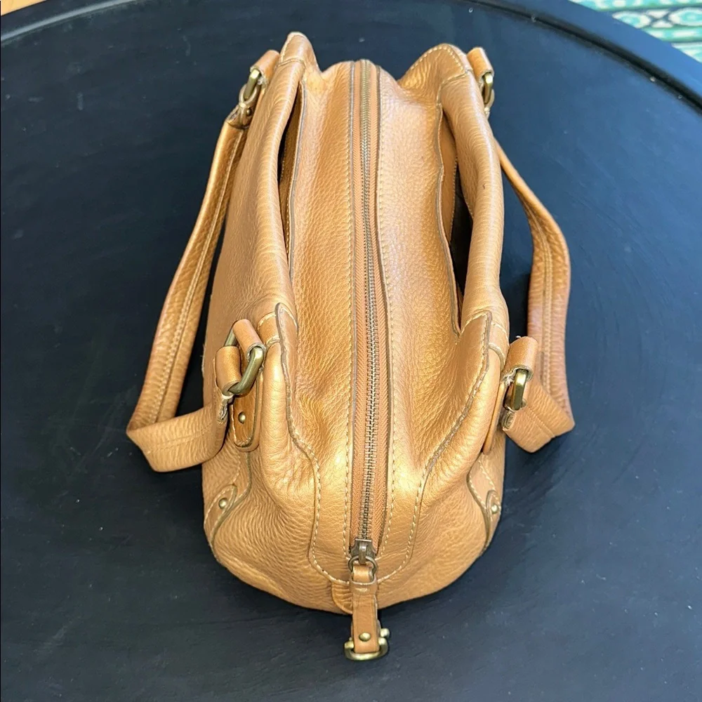COLE HAAN Village Satchel Metallic Gold/Bronze Pebbled Leather MSRP: $350 - EUC - Picture 5 of 10